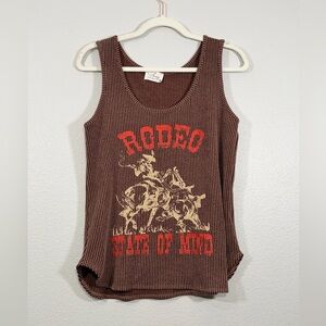 Avery Apparel Shirt Tank Top Brown Corduroy Rodeo State of Mind Western Women S